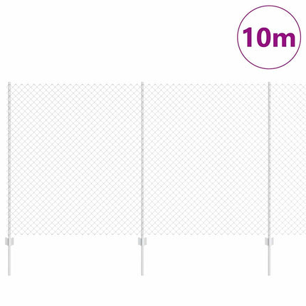 Udendørs kædehegn med stolpe 10 x 1,4 m Sølv Mesh