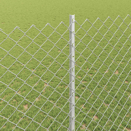 Udendørs kædehegn med stolpe 10 x 1,5 m Sølv Mesh