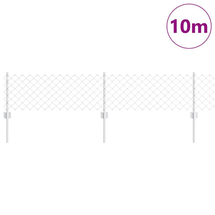 Udendørs kædehegn med stolpe 10 x 0,4 m Sølv Mesh