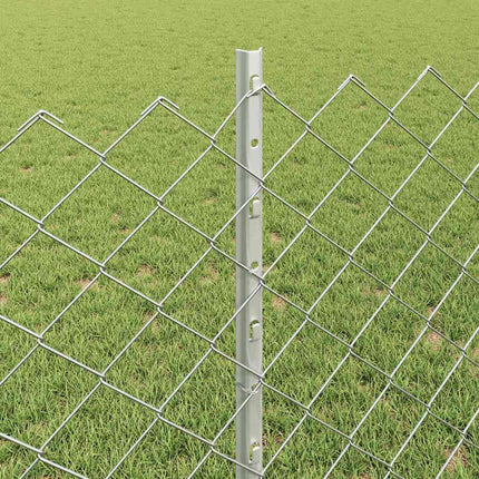 Udendørs kædehegn med stolpe 10 x 0,8 m Sølv Mesh