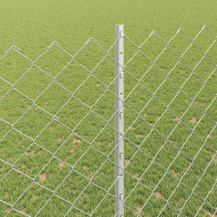 Udendørs kædehegn med stolpe 10 x 1,6 m Sølv Mesh