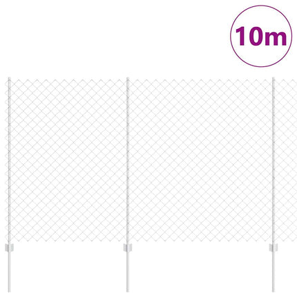 Udendørs kædehegn med stolpe 10 x 1,6 m Sølv Mesh