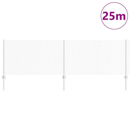 Kæde-link hegn med stolpe 25 x 0,8 m Galvaniseret stål Sølv