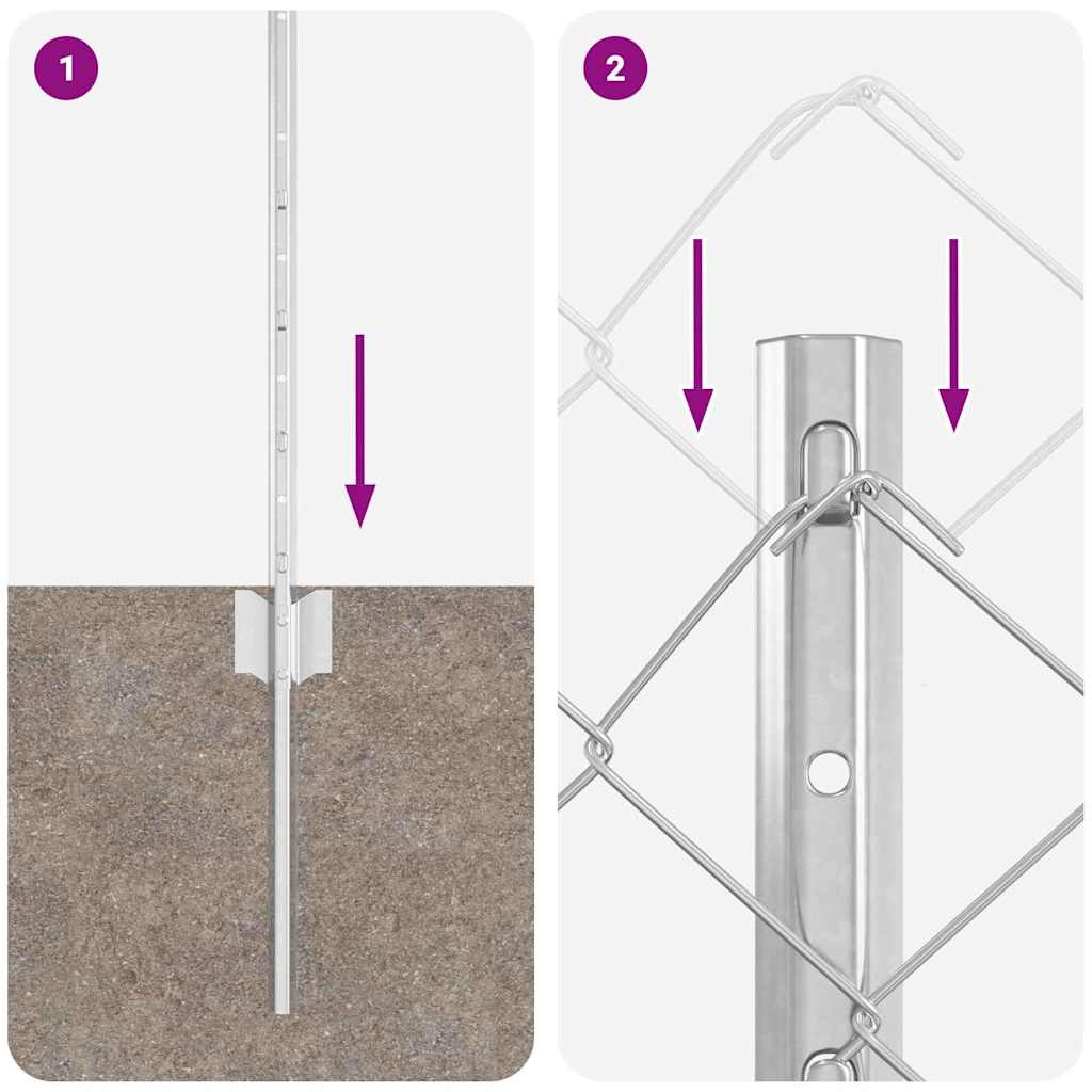 Kæde-link hegn med post 25 x 0,4 m (B x H)