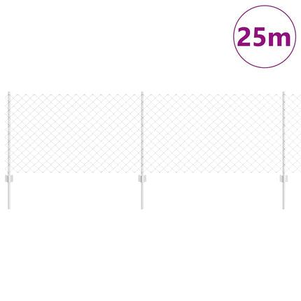 Udendørs kædehegn med stolpe 25 x 0,8 m Sølv Mesh