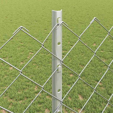 Udendørs kædehegn med stolpe 25 x 1,2 m Sølv Mesh