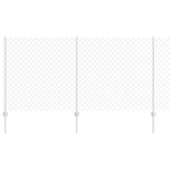Udendørs kædehegn med stolpe 25 x 1,2 m Sølv Mesh