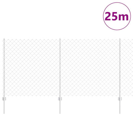 Udendørs kædehegn med stolpe 25 x 1,2 m Sølv Mesh