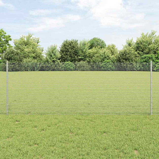 Svejsede trådhegn med stolper 10 x 0,8 m Galvaniseret stål Sølv