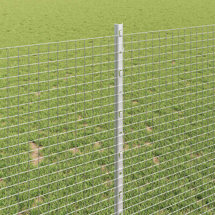 Udendørs svejset trådhegn med stolper 10 x 1 m Sølv Mesh
