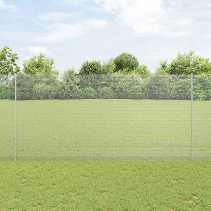 Udendørs svejset trådhegn med stolper 10 x 1,5 m Sølv Mesh
