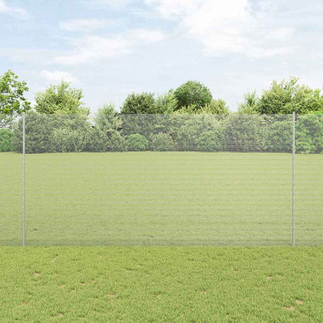 Svejsede trådhegn med stolper 10 x 1,5 m Galvaniseret stål Sølv