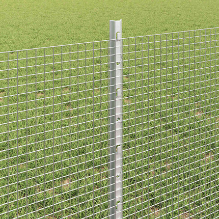 Udendørs svejset trådhegn med stolper 25 x 0,6 m Sølv Mesh