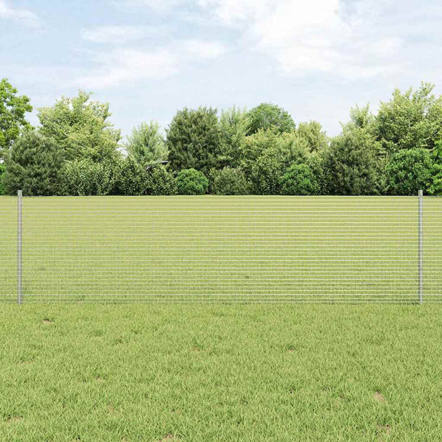 Svejsede trådhegn med stolper 25 x 0,6 m Galvaniseret stål Sølv