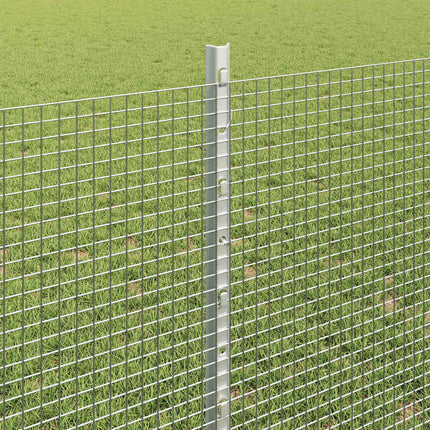 Udendørs svejset trådhegn med stolper 25 x 0,8 m Sølv Mesh