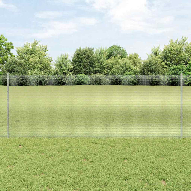 Svejsede trådhegn med stolper 25 x 0,8 m Galvaniseret stål Sølv