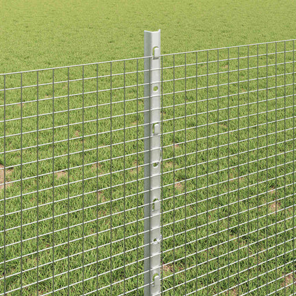 Udendørs svejset trådhegn med stolper 25 x 0,8 m Sølv Mesh