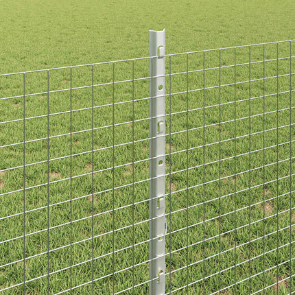 Udendørs svejset trådhegn med stolper 25 x 0,8 m Sølv Mesh