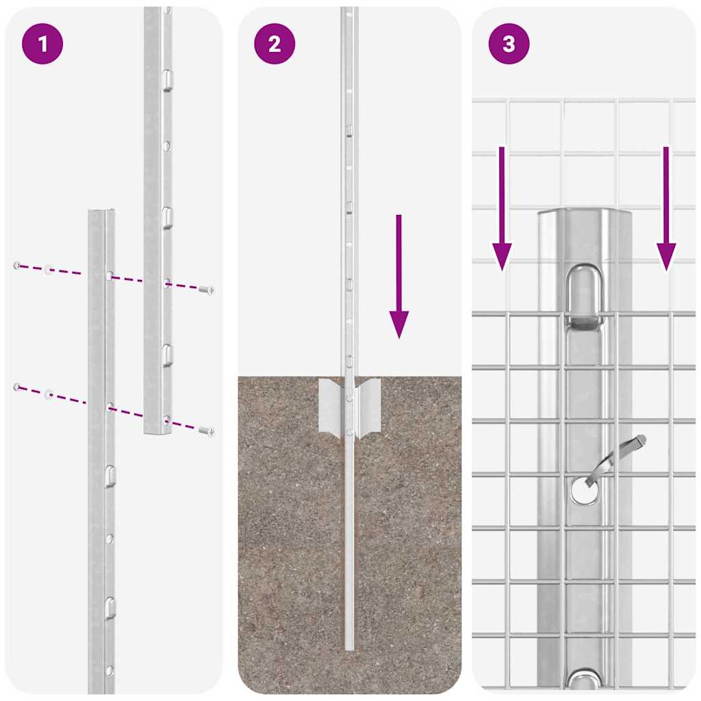 Hegn med post Sølv 1 x 25 m Stål