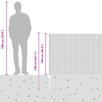 Udendørs svejset trådhegn med stolper 25 x 1 m Sølv Mesh