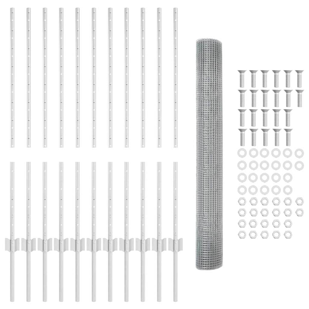 Svejsestålhegn med stolpe 25 x 1 m (B x H)