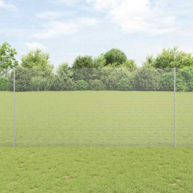 Svejsede trådhegn med stolper 25 x 1,5 m Galvaniseret stål Sølv