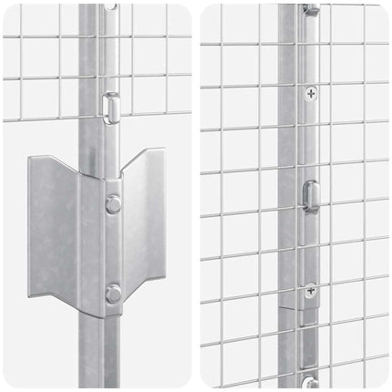 Udendørs svejset trådhegn med stolper 25 x 1,5 m Sølv Mesh