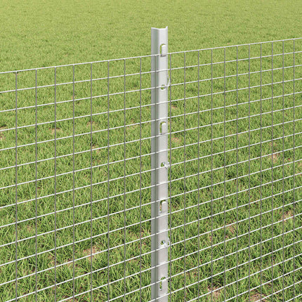 Udendørs svejset trådhegn med stolper 50 x 0,6 m Sølv Mesh