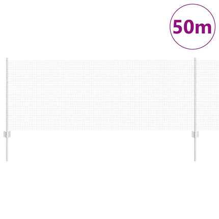 Udendørs svejset trådhegn med stolper 50 x 0,8 m Sølv Mesh