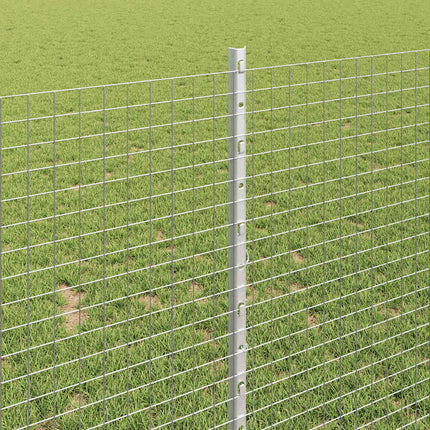 Udendørs svejset trådhegn med stolper 50 x 1 m Sølv Mesh