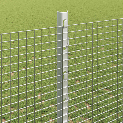 Udendørs svejset trådhegn med stolper 50 x 1,2 m Sølv Mesh