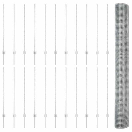 Svejsede trådhegn med stolper 50 x 1,2 m Galvaniseret stål Sølv