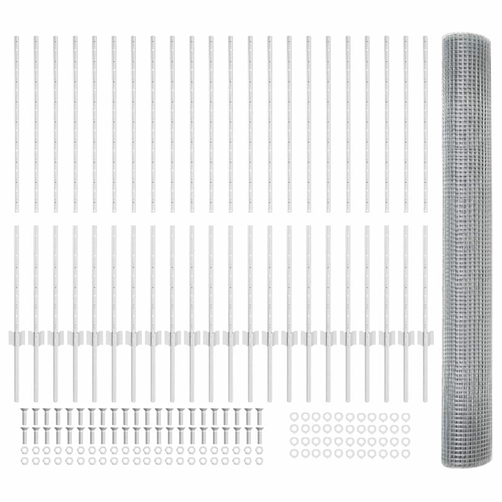 Hegn med post Sølv 1,2 x 50 m Stål