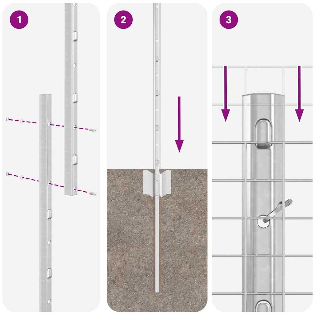 Hegn med post Sølv 1,2 x 50 m Stål