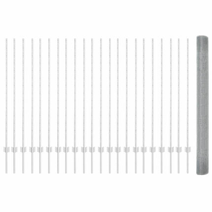 Svejsede trådhegn med stolper 50 x 1,4 m Galvaniseret stål Sølv