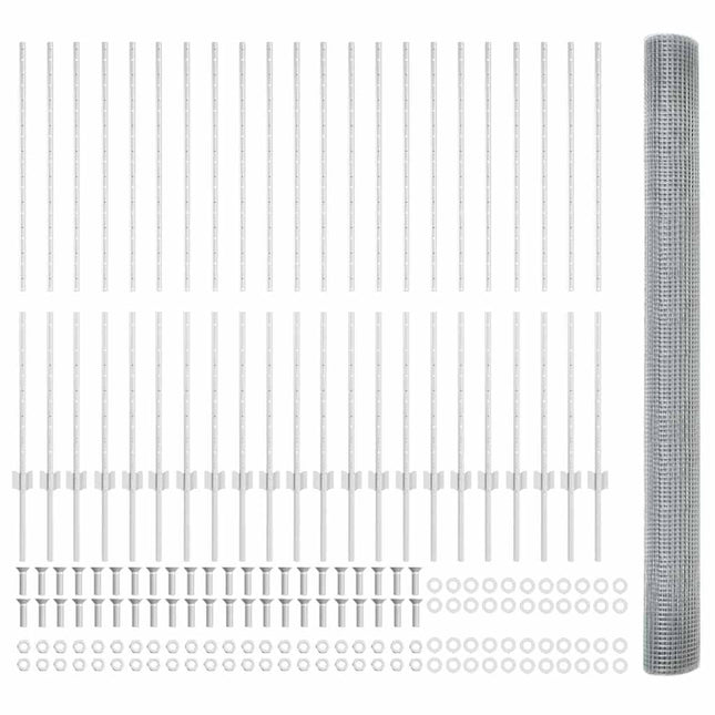 Svejsede trådhegn med stolper 50 x 1,4 m Galvaniseret stål Sølv