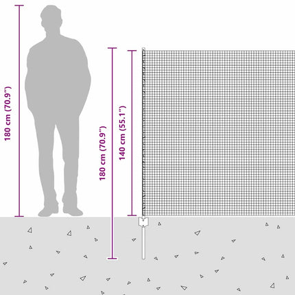 Udendørs svejset trådhegn med stolper 50 x 1,4 m Sølv Mesh