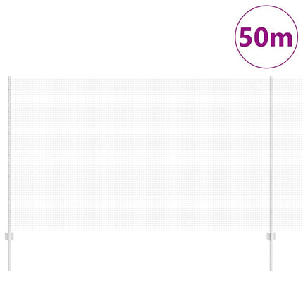 Udendørs svejset trådhegn med stolper 50 x 1,4 m Sølv Mesh