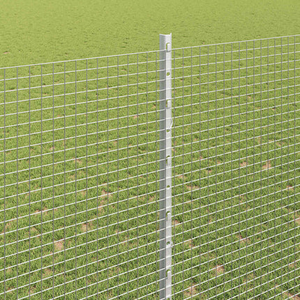 Udendørs svejset trådhegn med stolper 50 x 1,5 m Sølv Mesh