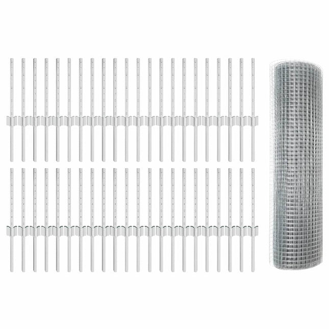 Svejsede trådhegn med stolper 100 x 0,4 m Galvaniseret stål