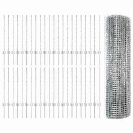 Udendørs svejset trådhegn med stolper 100 x 0,8 m Sølv Mesh
