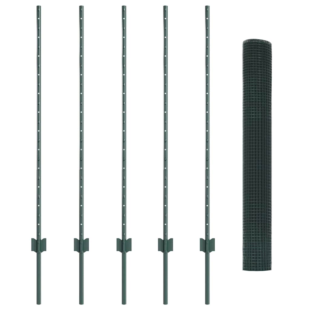 Hegn med post Grøn 1,2 x 10 m Stål og PVC