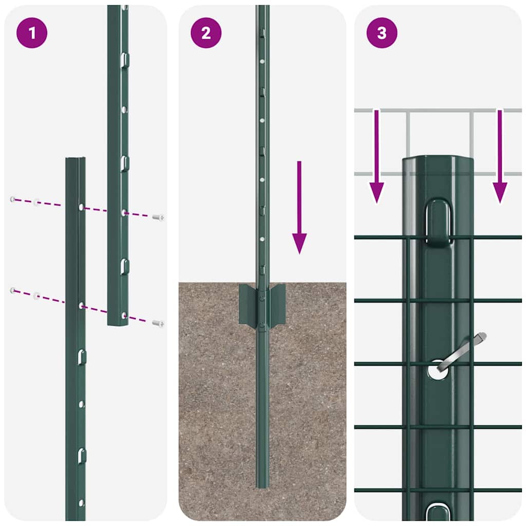 Hegn med post Grøn 1,2 x 10 m Stål og PVC