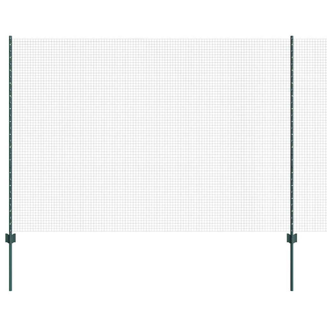 Svejsede trådhegn med stolper 10 x 1,5 m Galvaniseret stål Grøn
