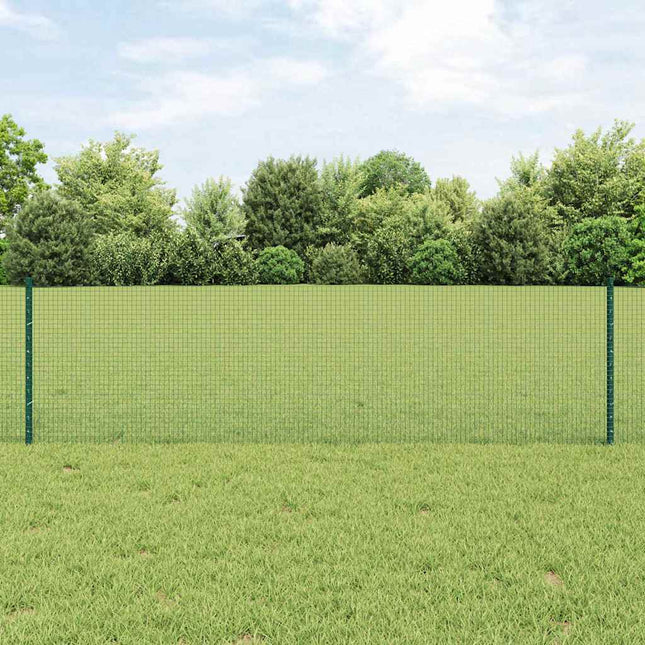 Svejsede trådhegn med stolper 25 x 0,6 m PVC-belagt stål Grøn