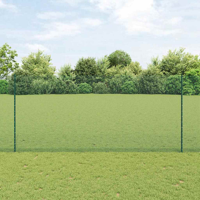 Svejsede trådhegn med stolper 25 x 1,4 m PVC-belagt stål Grøn