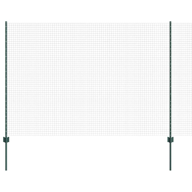 Svejsede trådhegn med stolper 25 x 1,5 m Galvaniseret stål Grøn