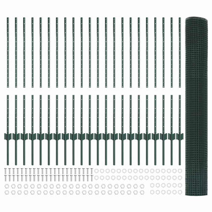 Udendørs svejset trådhegn med stolper 50 x 1 m PVC-belagt stål