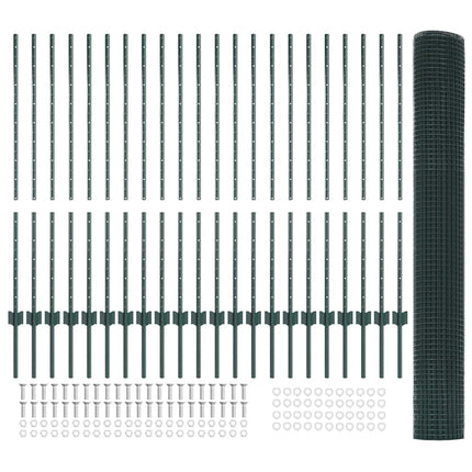 Svejsede trådhegn med stolper 50 x 1,2 m PVC-belagt stål Grøn