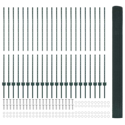 Svejsede trådhegn med stolper 50 x 1,4 m PVC-belagt stål Grøn